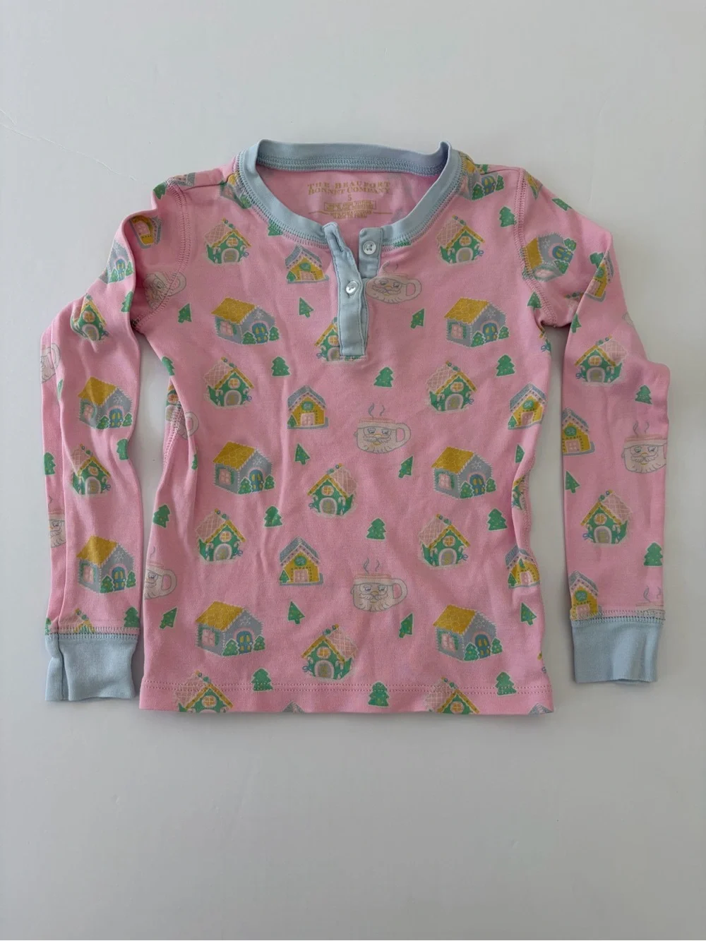 The Beaufort Bonnet Company Girls Pink Gingerbread Village Pajamas Set Size 5